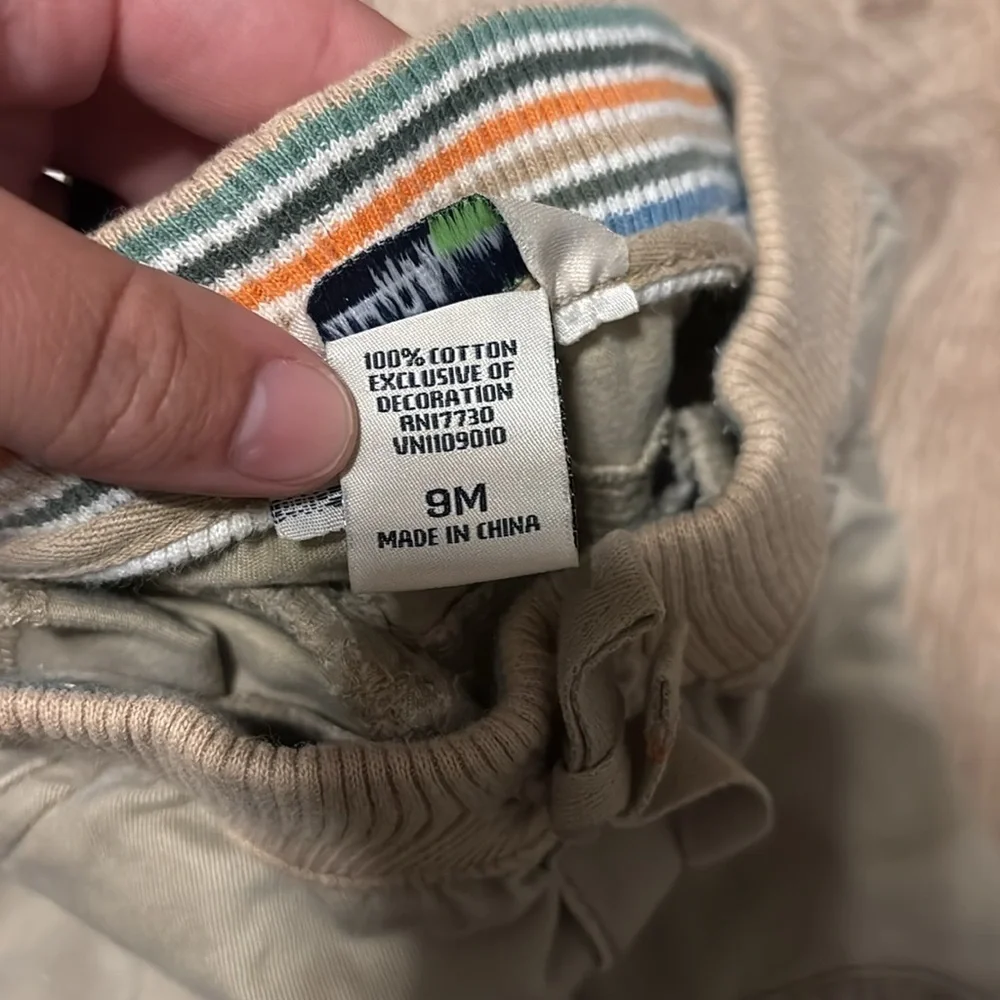 Vintage OshKosh B'gosh Tan Bottoms with Knee Patches and Zipper Back Pocket